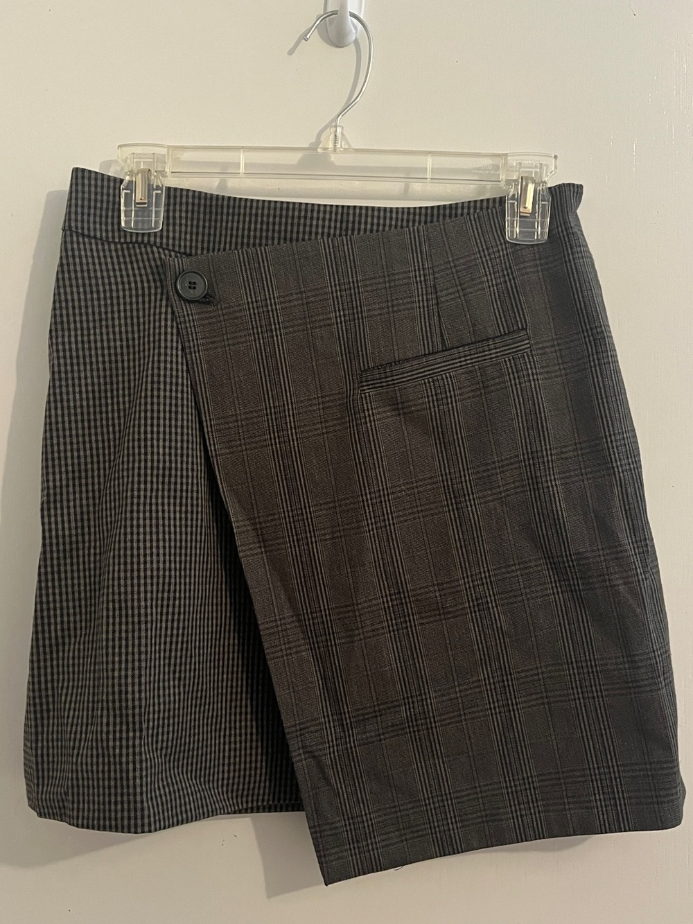 & Other Stories Gray Checked Wrap Mini Skirt